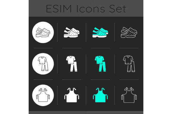 Disposable Medical Uniform Icons Set for Graphics and Icons