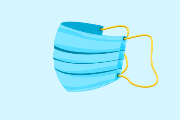 Isolated Side View Shaped Medical Mask Graphics