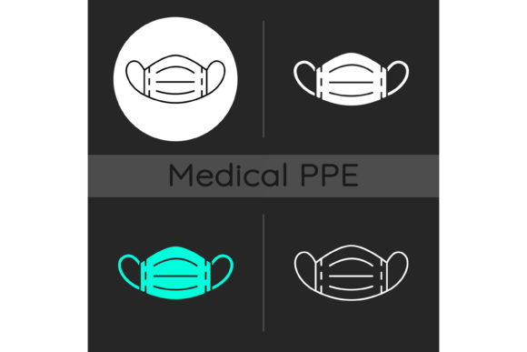 Medical Mask Dark Theme Icons Set Graphics and Icons