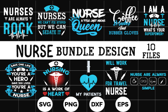 Nurse T Shirt Bundle Design: Graphics and Print Templates