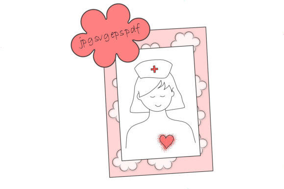 Nurse with Red Heart Drawing: Graphics for Creative Projects